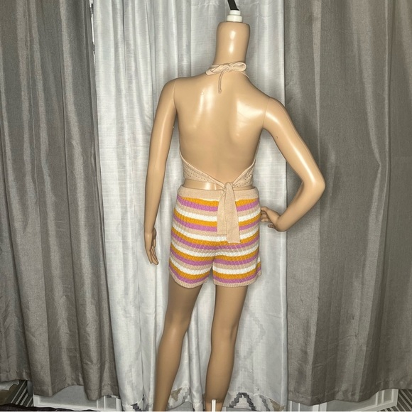 No Comment Striped Knit Halter Top and Short Set Small - Picture 4 of 11